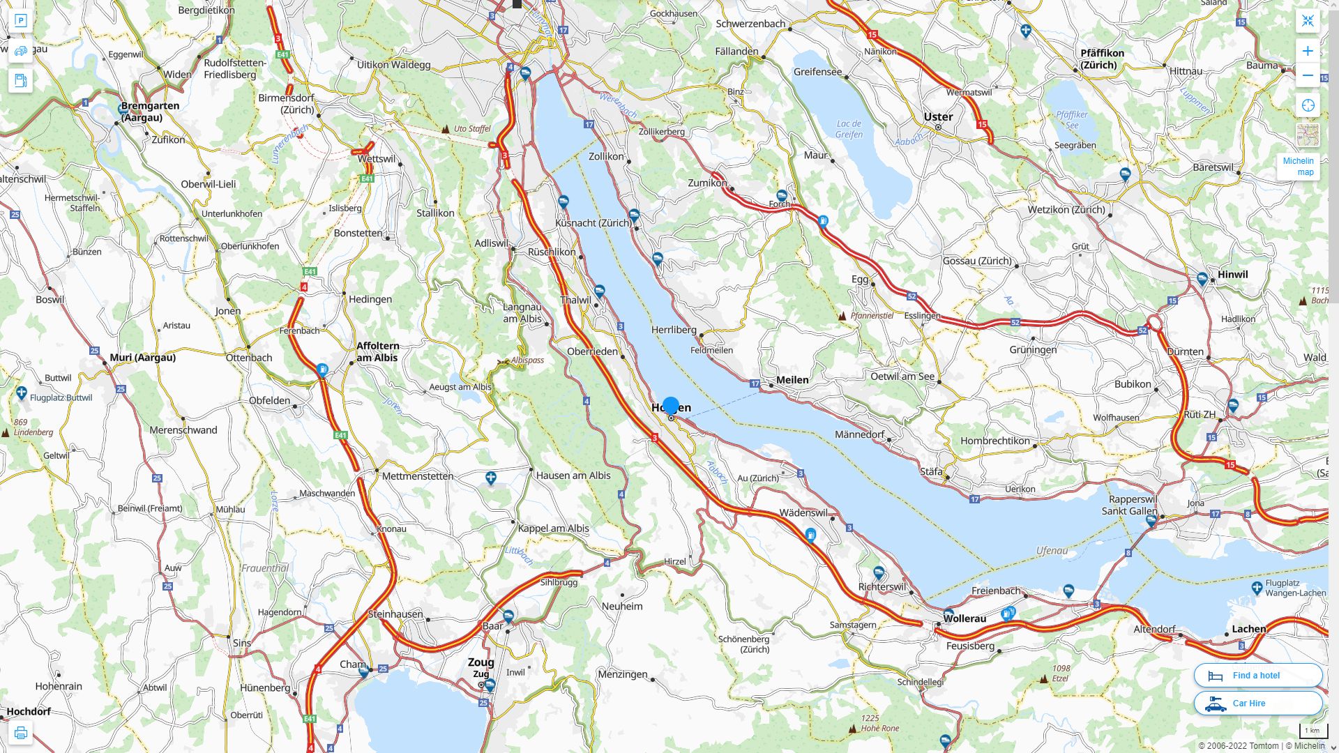 Horgen Highway and Road Map